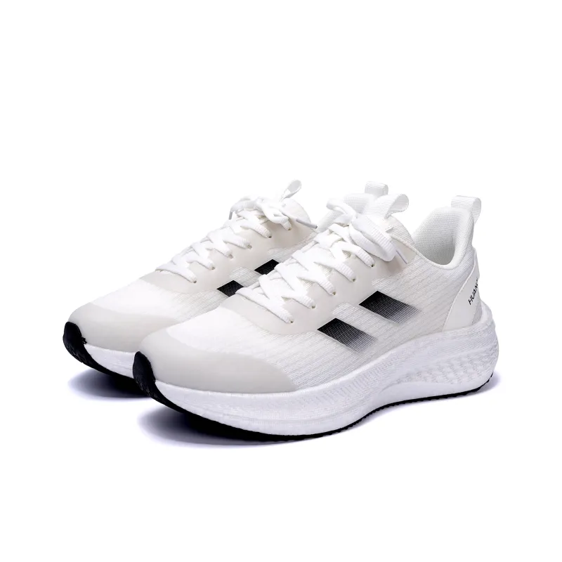 HUANQIU Anti Slip And Wear Resistant Height Increasing Low Top Casual Running Shoes Men's White-3