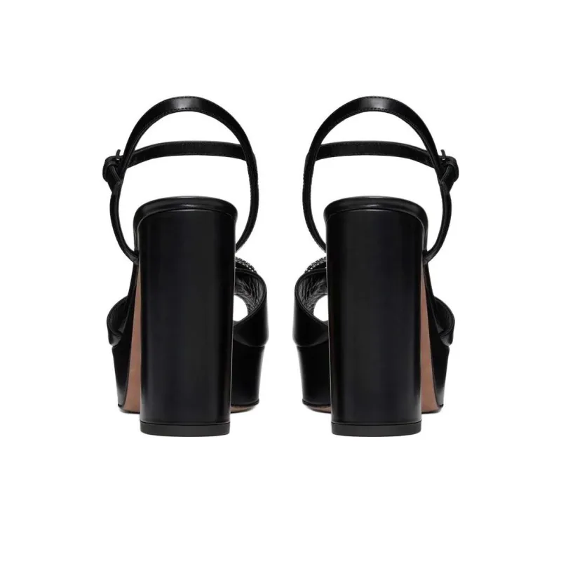 Valentino Vlogo One Strap Sandals 11.5cm Women's Black-3