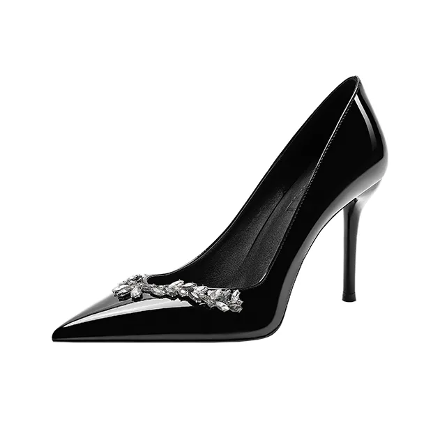 Crelinkxlat The Gift Box Is Luxurious, And The Rhinestones Are Elegant And Generous Slim Heel High Heels 8cm Women's-16