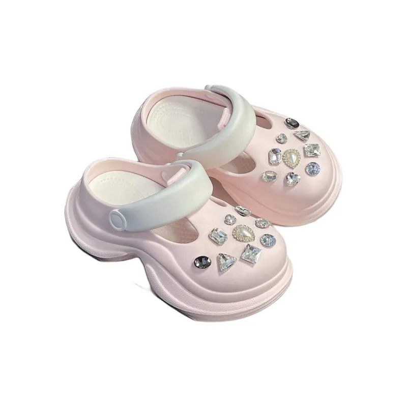 Yamada Hyakuju Women's Home Slippers White Pink, Blue White, Beige Black, Pink White-17