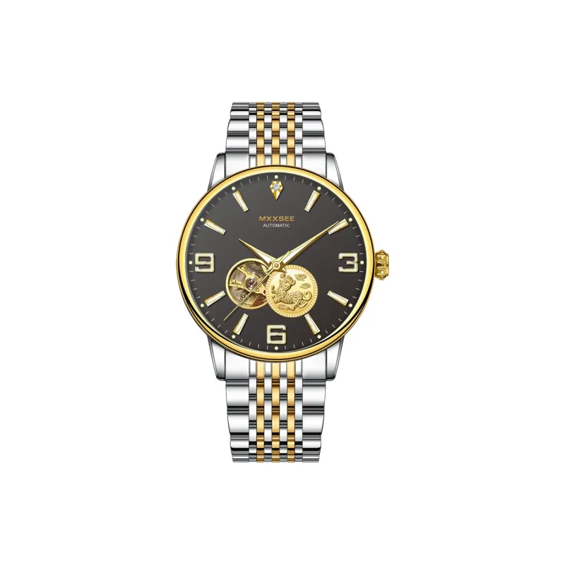 MXXSEE Greeting Card Writing A Box For You Mechanical Movement Steel Strap Watch Men's Watches White Dial-6