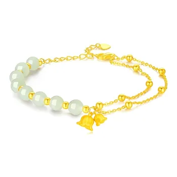 Old Fu Gold Hetian Jade Bracelets Pale Greenish White Jade Women's