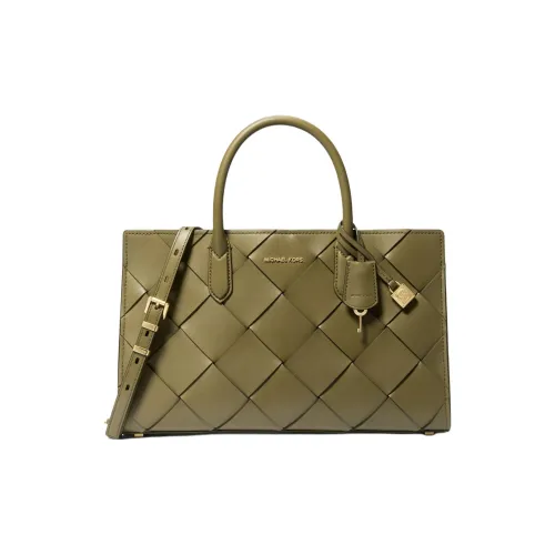MICHAEL KORS Scarlett Cow Leather Tote Bag, Shopping Bag, Shoulder Bag, Handbag Medium Size Women's Army Green