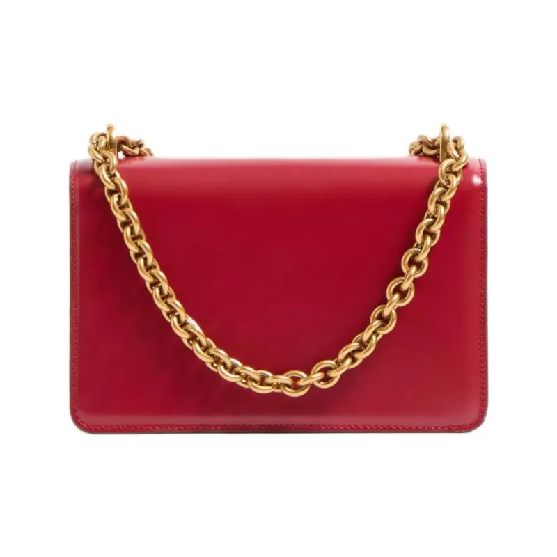 Valentino Cow Leather Shoulder Bag Small Size Women's Red-3