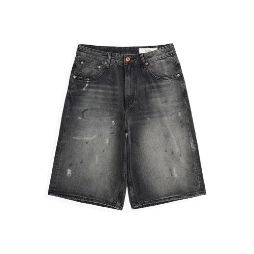 ZENGZHI Denim Shorts Unisex Dirty Black