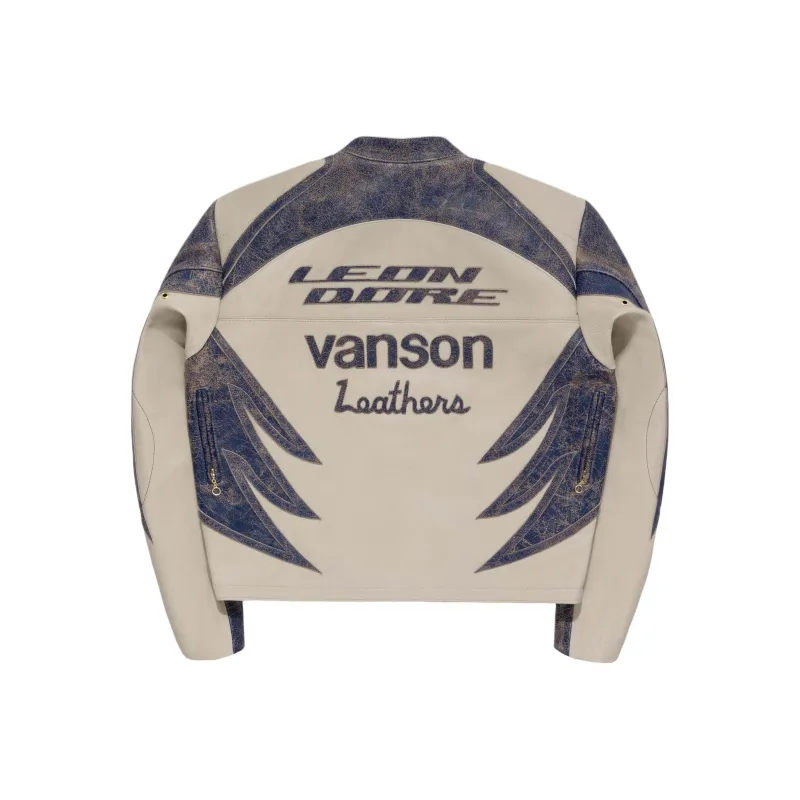 AIME LEON DORE X Vanson Distressed Leather Moto Jacket-1