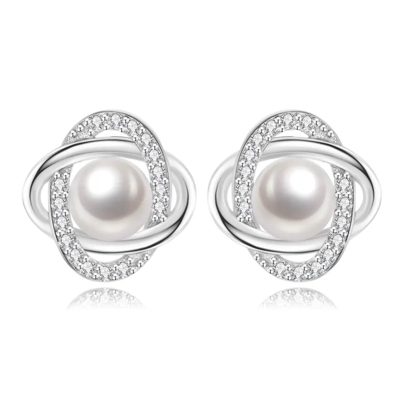 Lao Feng Xiang Pearl Stud Earrings Women's-0