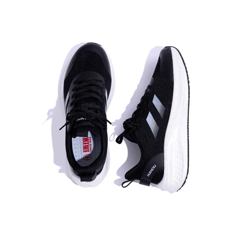HUANQIU Height Increasing Wear Resistant Slip Resistant Low Top Casual Running Shoes Men's Black-5