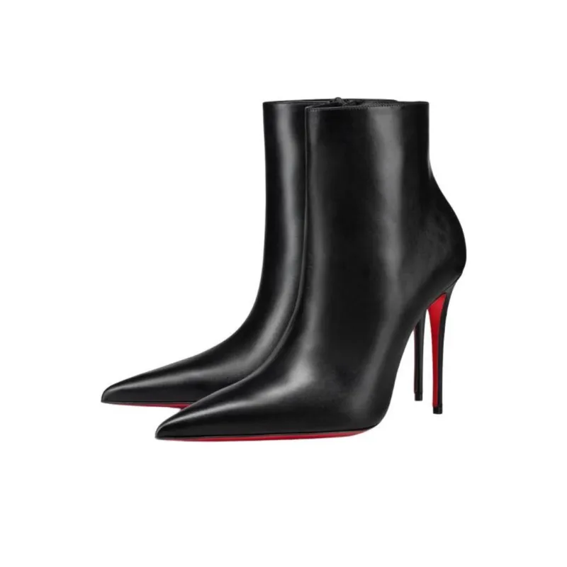 CL LUBOTING Kate Ma Ankle Boots 10cm Women's Black-3