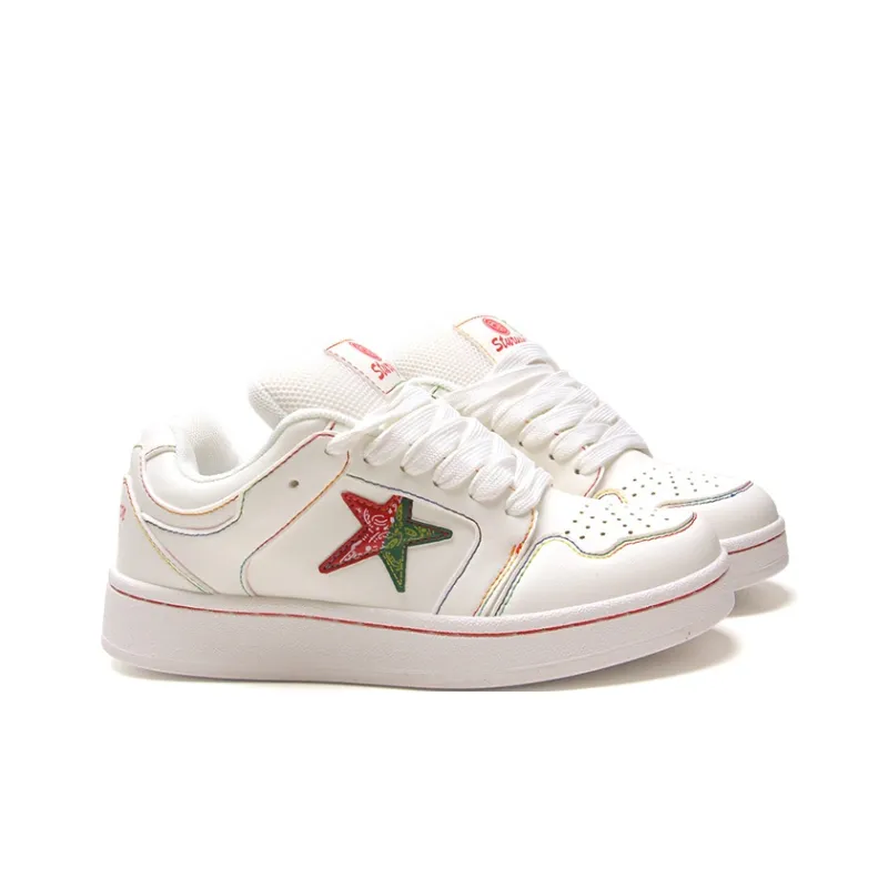 STUR YSN Low Top Skateboard Shoes Women's White Rainbow-3