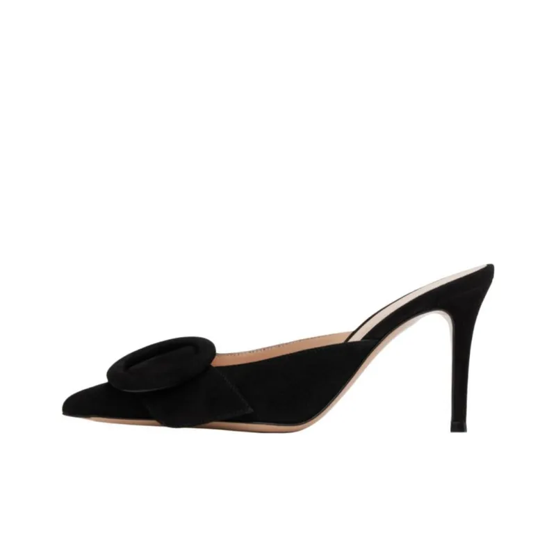 GIANVITO ROSSI Portofino Quiet Wrap toe Slippers Women's Black-0