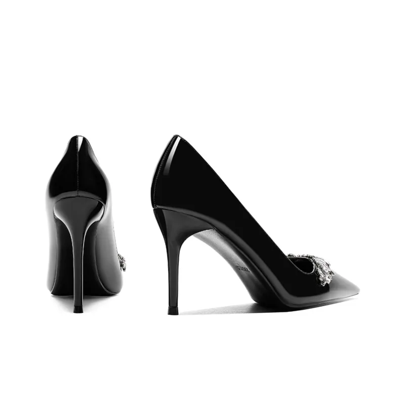 Crelinkxlat The Gift Box Is Luxurious, And The Rhinestones Are Elegant And Generous Slim Heel High Heels 8cm Women's-18