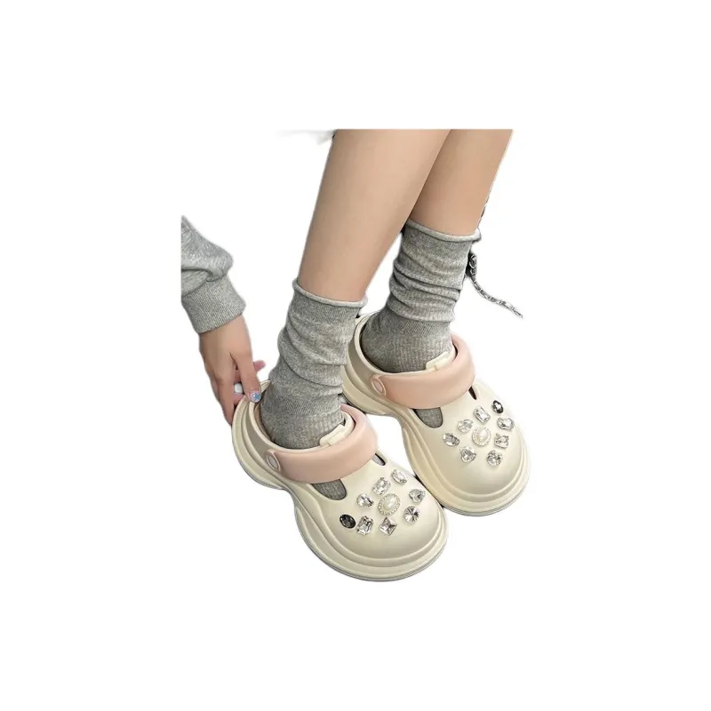Yamada Hyakuju Women's Home Slippers White Pink, Blue White, Beige Black, Pink White-3