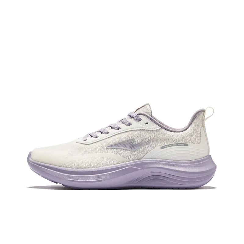Erke Yunyi Cushioning Breathable Rebound Low Top Casual Running Shoes Women's White Purple-0