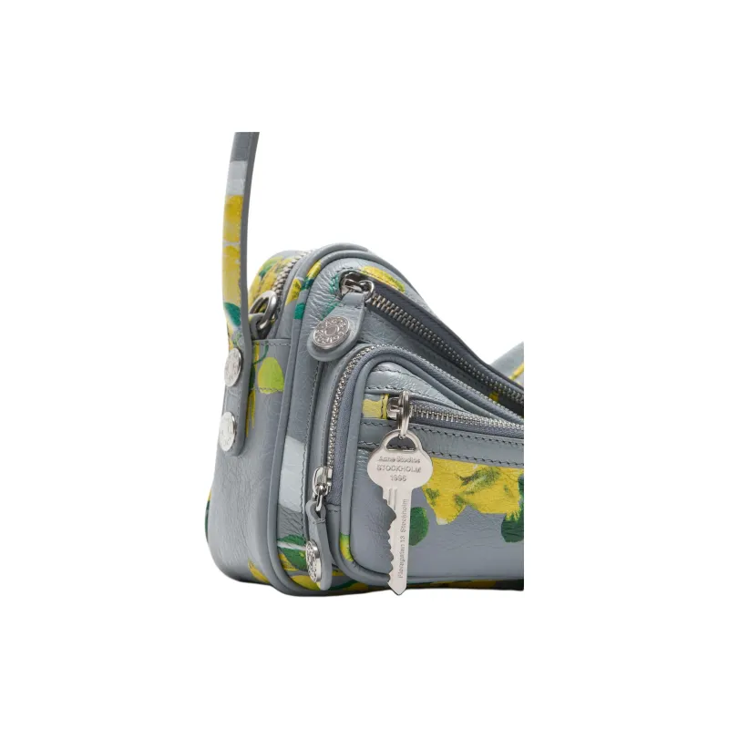 Acne Studios Calfskin Shoulder Bag Women's Gray & Yellow-4