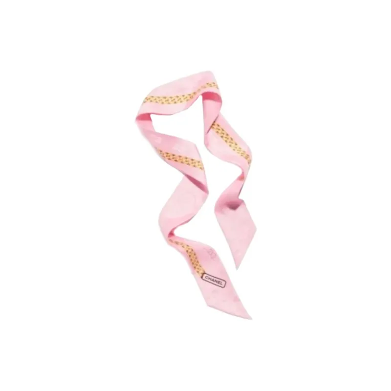 CHANEL Silk Scarves Unisex Pink-0