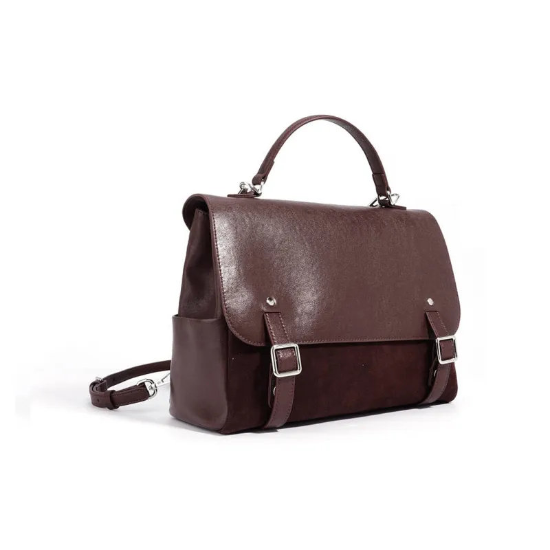 ROBERTA DI CAMERINO Cow Leather Bonded Synthetic Leather Carry Backpack Mini Women's Red/Brown-1