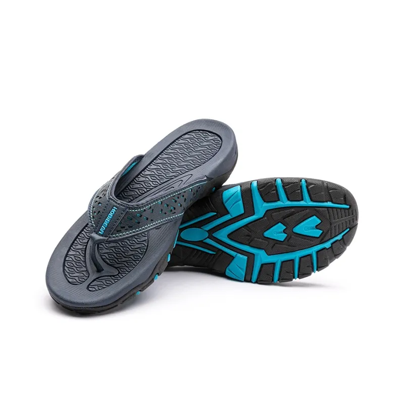 HOBIBEAR Odor Resistant Abrasion Resistant Slip Resistant Flip Flops Men's Dark Gray-3