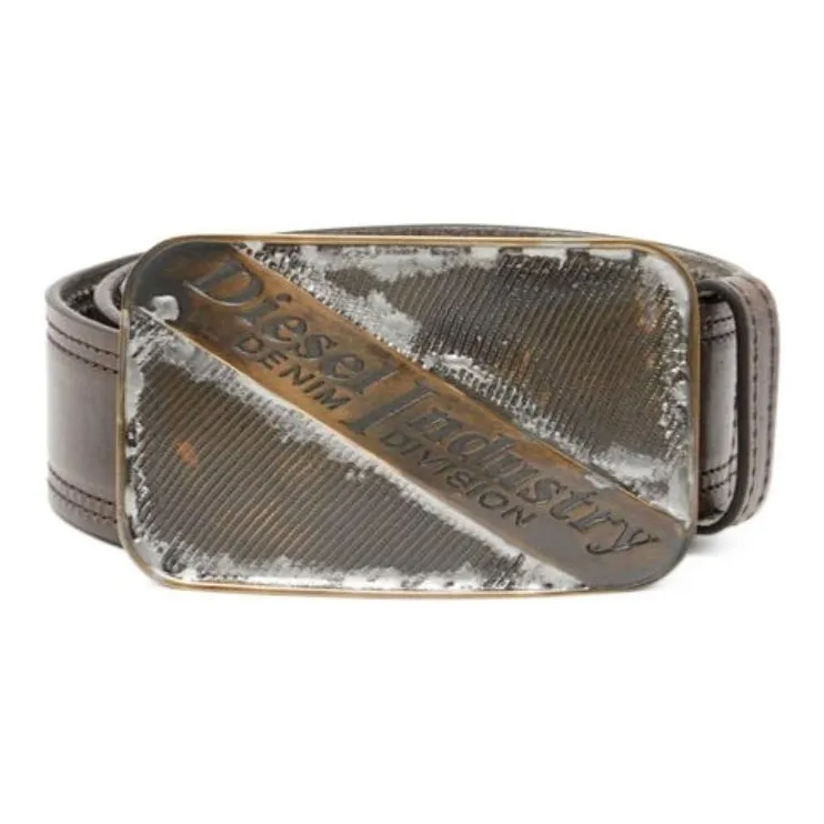 DIESEL Cow Leather Belts Men's Brown Width 4cm-0