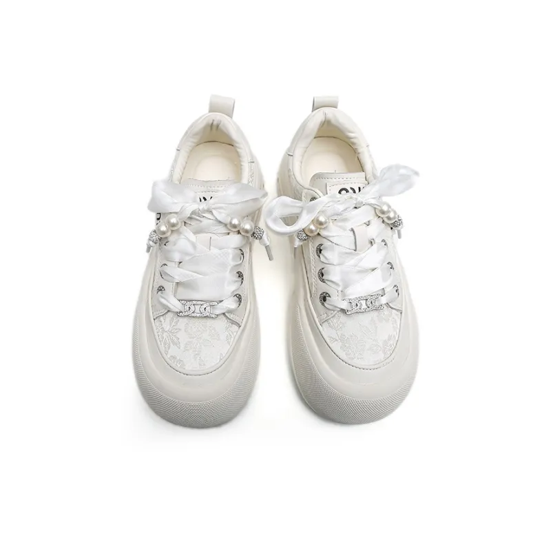 Than Than Me Low Top Skateboard Shoes Women's Raw White-2