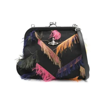 Vivienne Westwood Granny Frame Viscose Handheld Shoulder Bag Women's Black