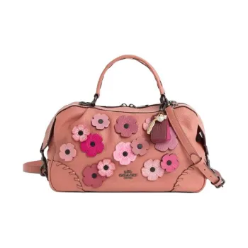 COACH SATCHEL Leather Shoulder Bag, Crossbody Bag, Handbag Large Size Women's Light Peach