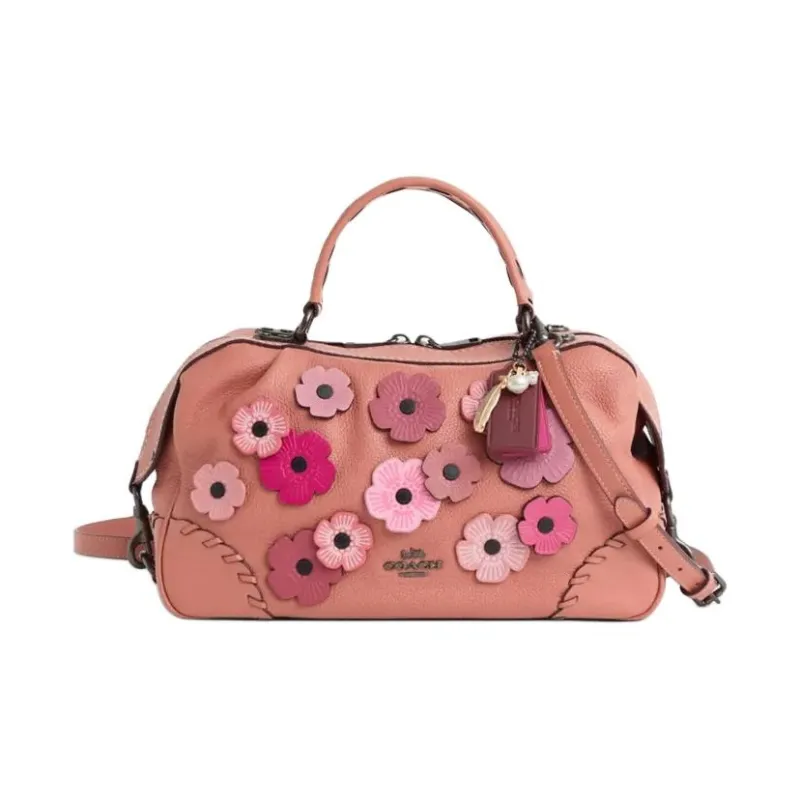 COACH SATCHEL Leather Shoulder Bag, Crossbody Bag, Handbag Large Size Women's Light Peach-0