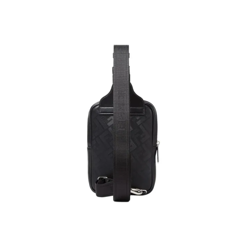 FENDI Leather Sling Bag Men's Black-2