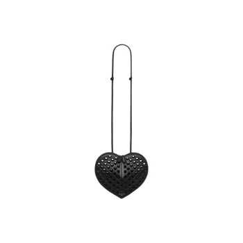Alaia Calfskin Heart Shaped Crossbody Bag Women's Black