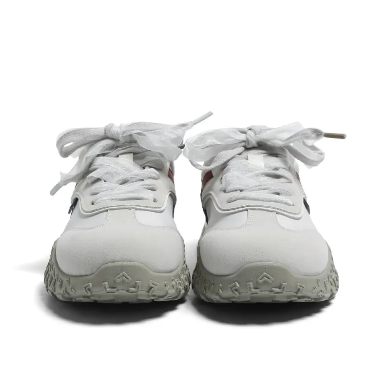 HUANQIU Anti Slip And Wear Resistant Height Increasing Low Top Casual Shoes Women's Gray Red-4