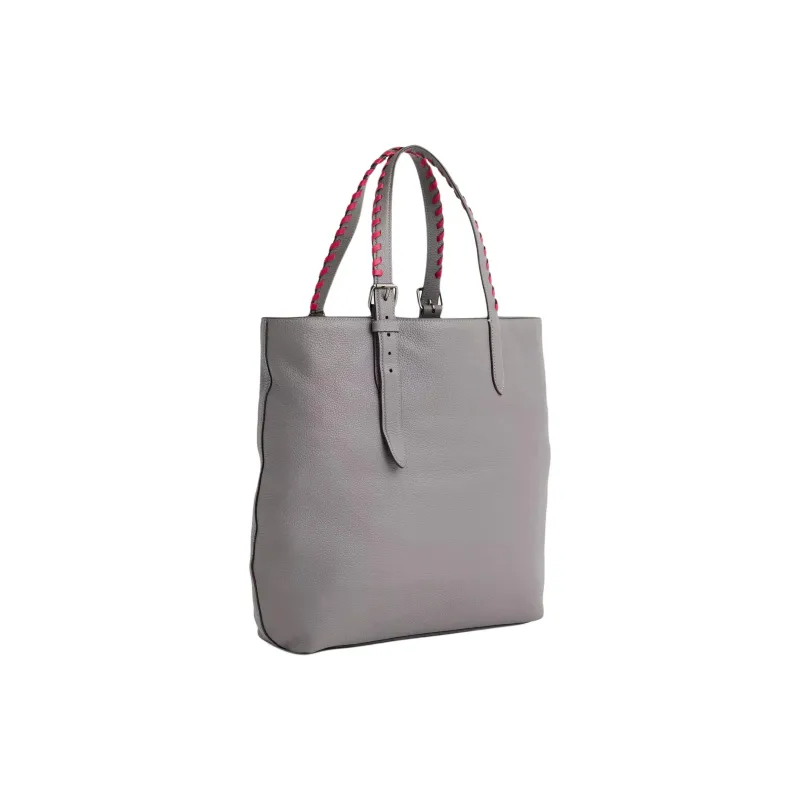 COACH Metropolitan Polished Pebbled Leather Tote Bag, Shopping Bag, Handbag Large Size Women's Heather Gray-1