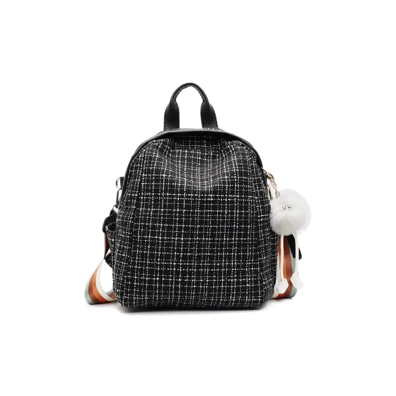 HCXK Fabric Students' Backpack For School, Cute Commute Small Backpack Regular Women's Ecru/Black-6