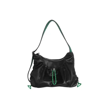 Kikawa Card Synthetic Leather Tote Bag, Shopping Bag, Crossbody Bag, Shoulder Bag Medium Size Women's Black