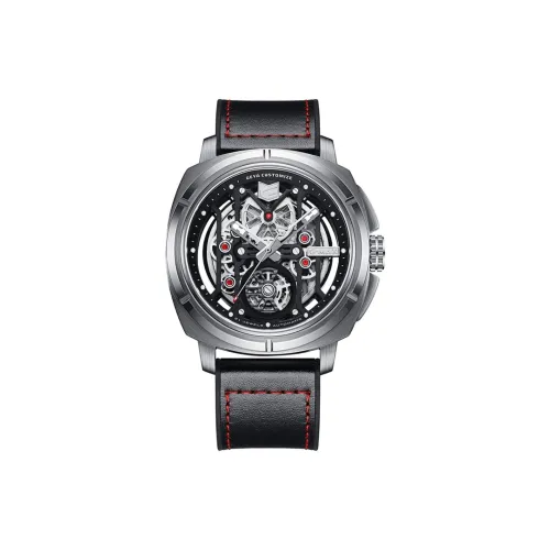 GEYA G MAX Dynamic Racing Collection Mechanical Movement Genuine Leather Strap Watch Men's Watches Cut Out Dial