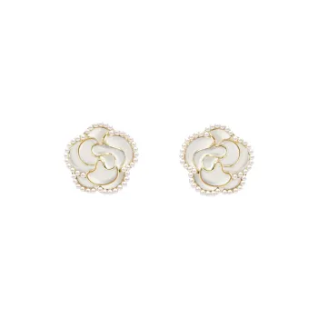 KEYS VIA Copper Alloy Faux Pearl S925 Sterling Silver Stud Earrings Women's