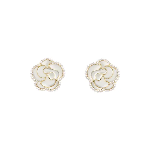 KEYS VIA Copper Alloy Faux Pearl S925 Sterling Silver Stud Earrings Women's