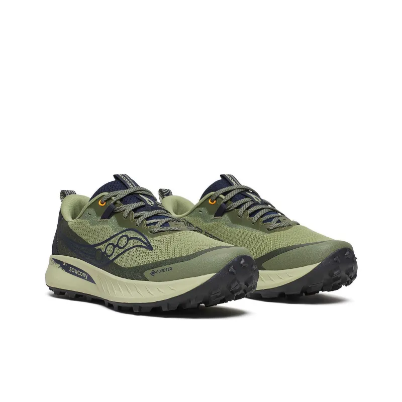 Saucony Anti Slip Wear Resistant Low Top Trail Running Shoes Men's Green-3