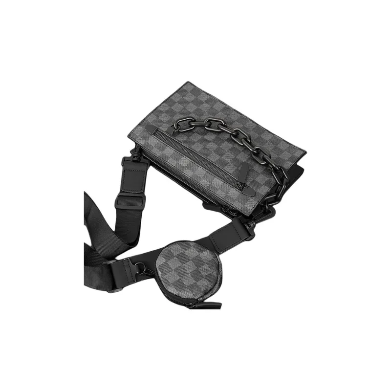 Old Man's Head Synthetic Leather Shoulder Bag Crossbody Bag Regular Men's Black Checkerboard-1