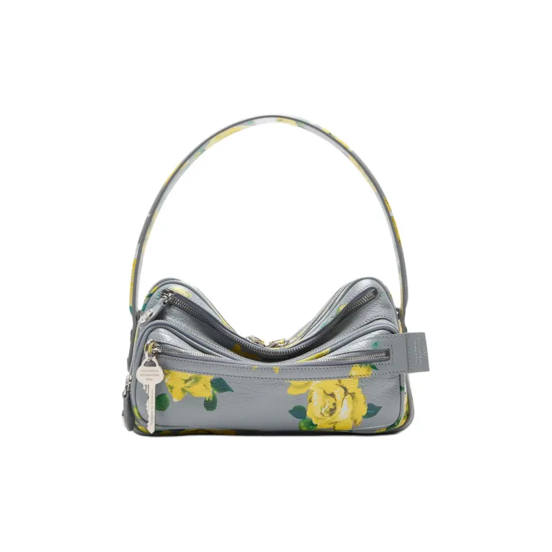 Acne Studios Calfskin Shoulder Bag Women's Gray & Yellow-0