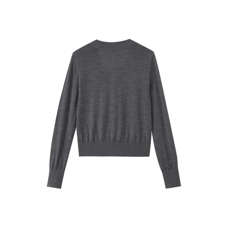 SHUIYUNJIAN Sheep Wool Knitted Fabric Cardigan Women's-7