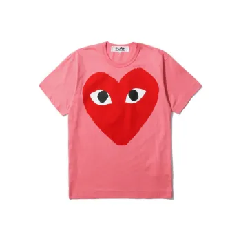 CDG Play Pastelle Red Heart T shirt Pink