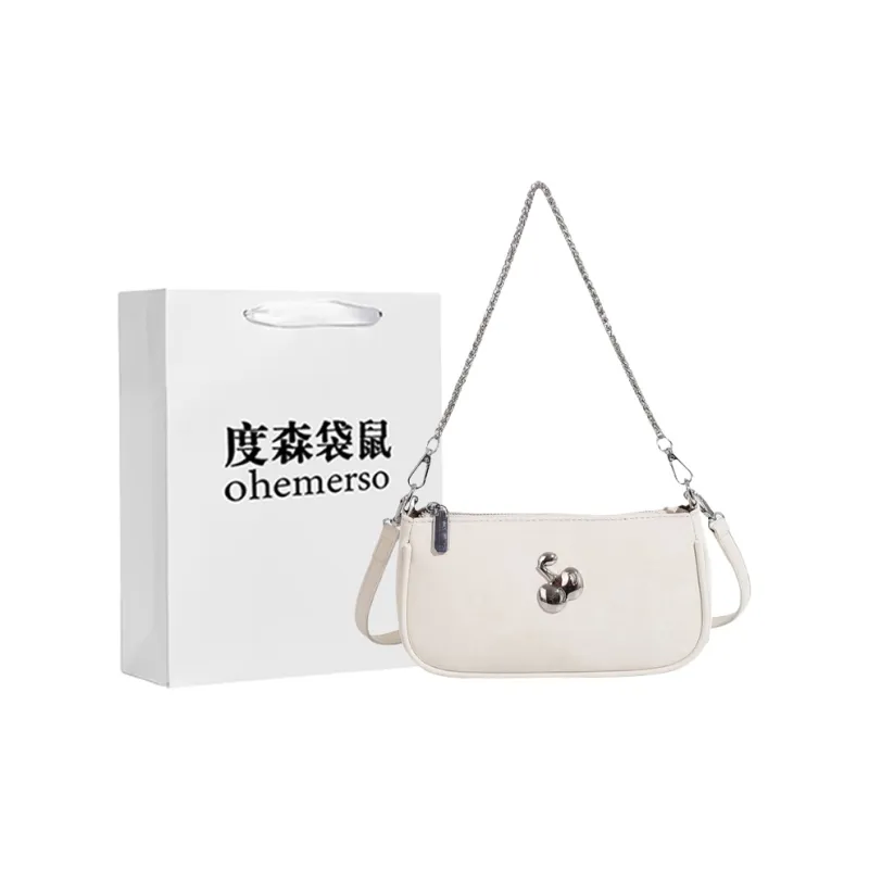 Dusen Kangaroo PU Crossbody Bag, Shoulder Bag Regular Women's White/Black/Pink-0