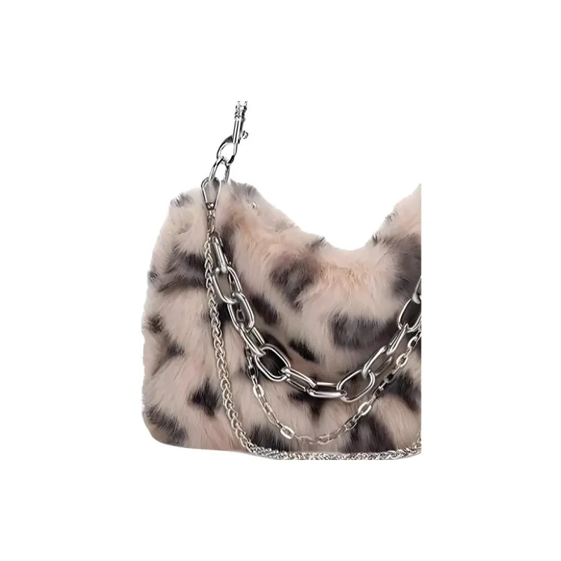 Meow In The Grass Plush Shoulder Bag, Handbag Regular Women's Gray/Ecru/Pink/Apricot-9