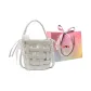 Ecru White Strap Silk Scarf-Shopping Bag