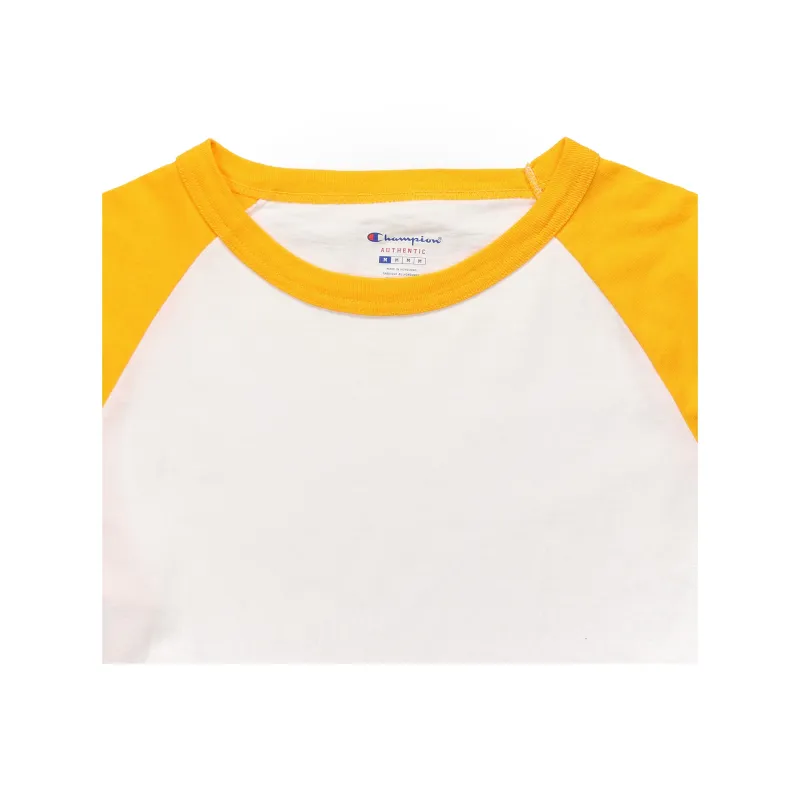 Champion T Shirt US Version Unisex White Yellow-2
