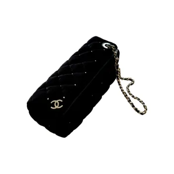 CHANEL Velvet Clutch Women's Black