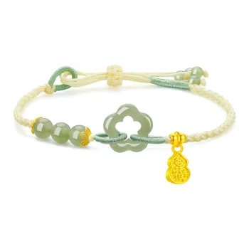 Lao Feng Xiang Hetian Jade Bracelets Pale Greenish White Jade Women's