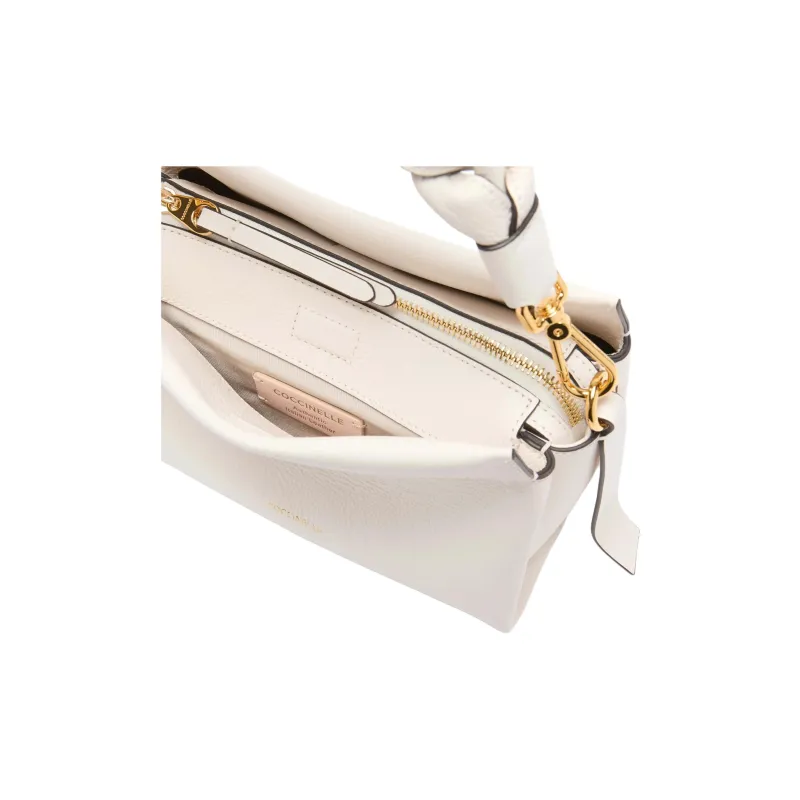 COCCINELLE Double Sided Leather Handbag Trumpets Women's Ecru-3