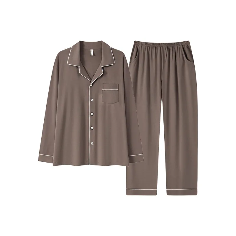 Cotton Gene Pajama Set Men's Coffee-0