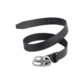 Balenciaga Cow Leather Belts Men's Black 3.5CM
